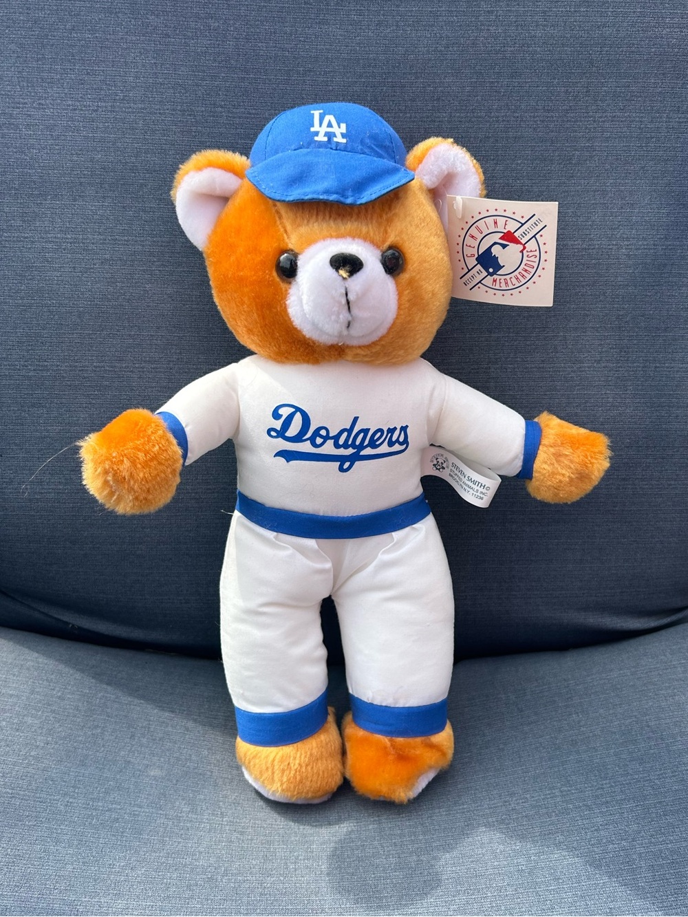 Vintage Plush Los Angeles Dodgers Bear in Blue & White Uniform MLB NWT